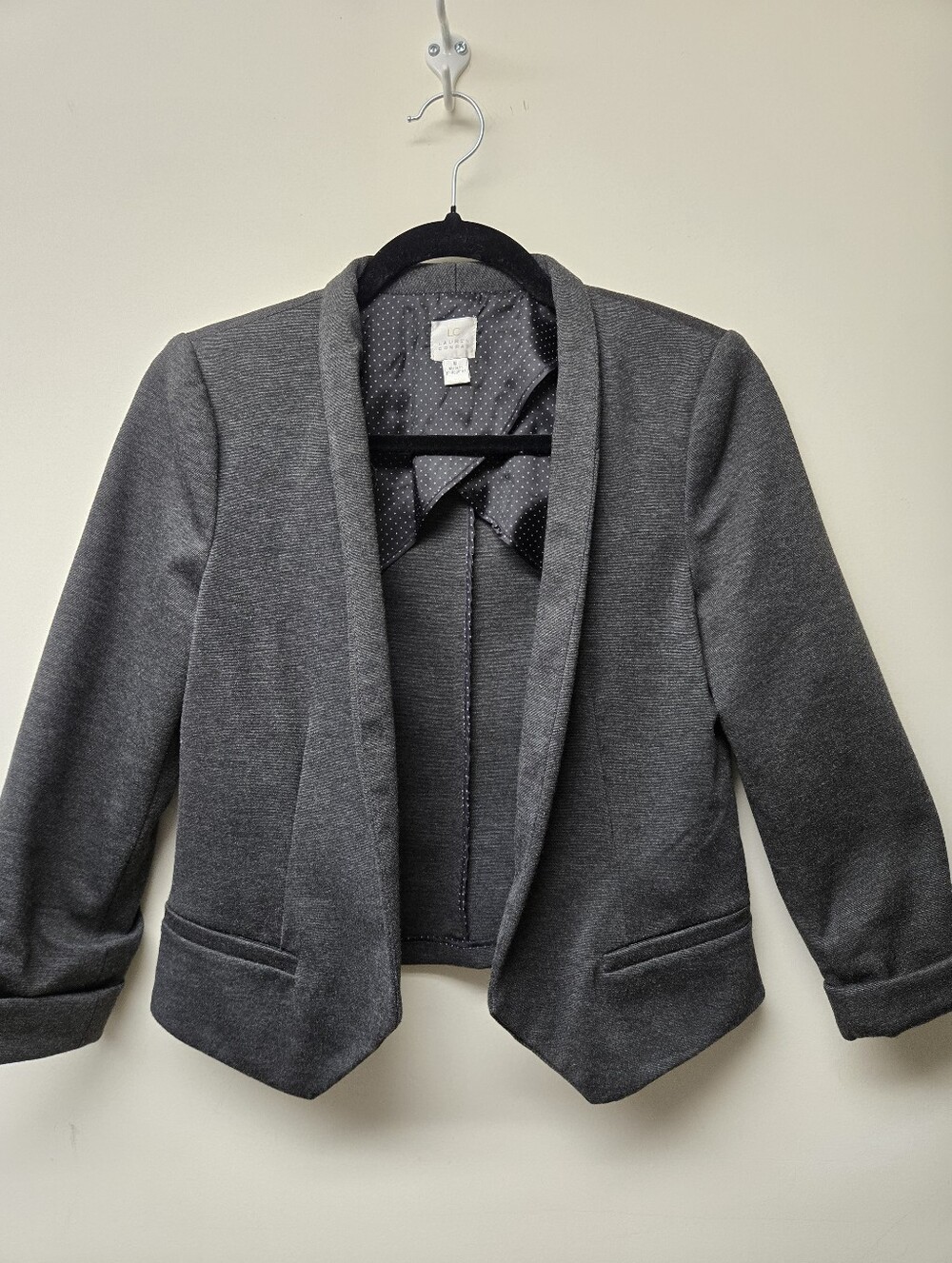 Lauren Conrad Size 6 Knit Blazer 3/4 Sleeve Charcoal Gray